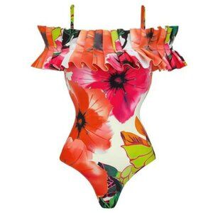 One-Piece Swimsuit Women's Size Large Floral Bathing Suit with Wrap
